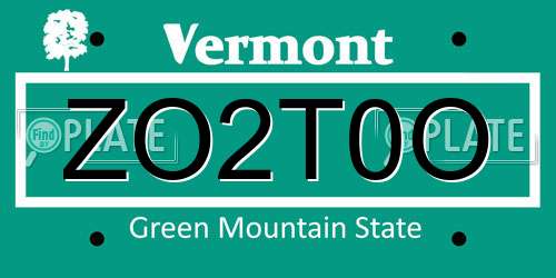 ZO2T0O Vermont License Plate
