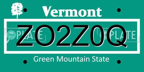 ZO2Z0Q Vermont License Plate