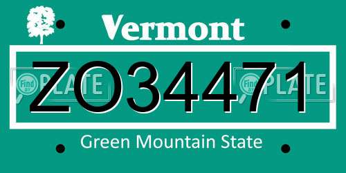 ZO34471 Vermont License Plate