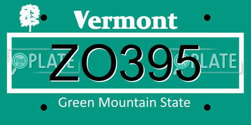 ZO395 Vermont License Plate