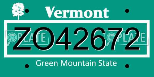 ZO42672 Vermont License Plate