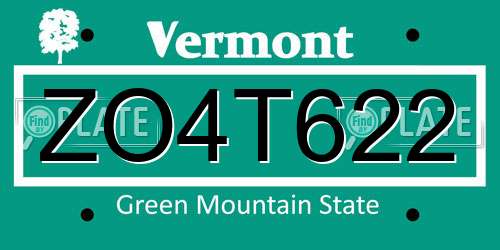 ZO4T622 Vermont License Plate