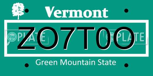 ZO7T0O Vermont License Plate