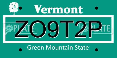 ZO9T2P Vermont License Plate