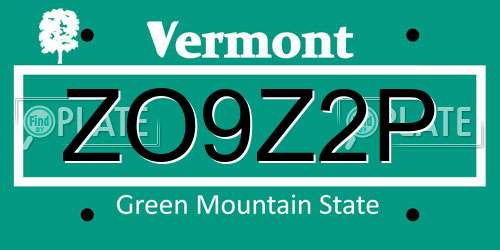 ZO9Z2P Vermont License Plate
