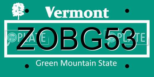 ZOBG53 Vermont License Plate