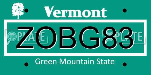 ZOBG83 Vermont License Plate