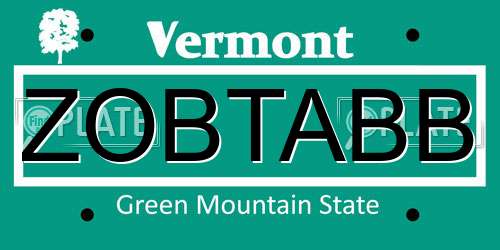 ZOBTABB Vermont License Plate