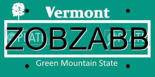 ZOBZABB Vermont License Plate