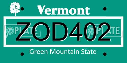 ZOD402 Vermont License Plate