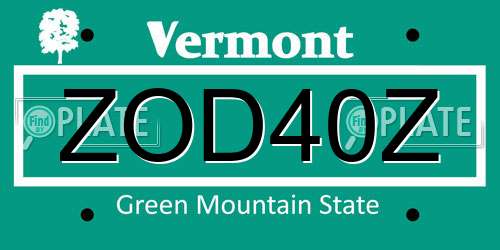 ZOD40Z Vermont License Plate