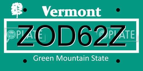 ZOD62Z Vermont License Plate