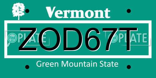 ZOD67T Vermont License Plate