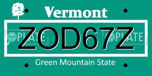 ZOD67Z Vermont License Plate