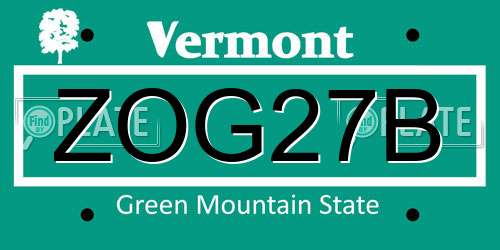 ZOG27B Vermont License Plate