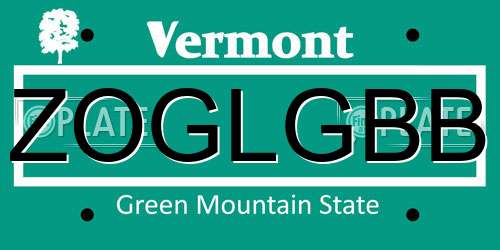 ZOGLGBB Vermont License Plate