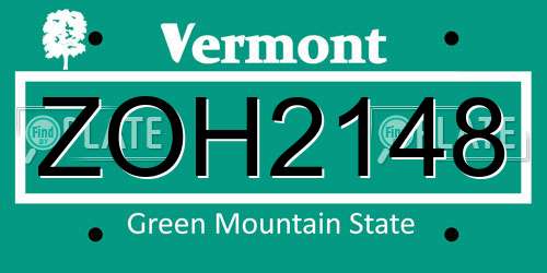ZOH2148 Vermont License Plate
