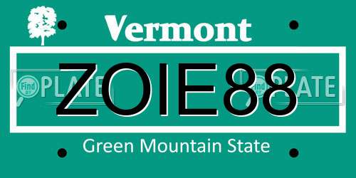 ZOIE88 Vermont License Plate