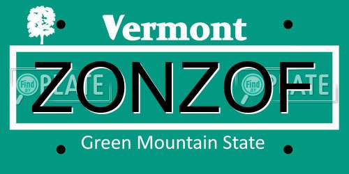 ZONZOF Vermont License Plate