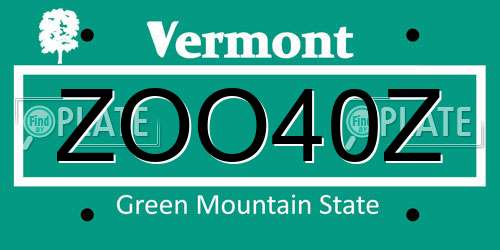 ZOO40Z Vermont License Plate