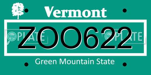 ZOO622 Vermont License Plate