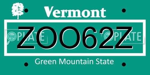 ZOO62Z Vermont License Plate