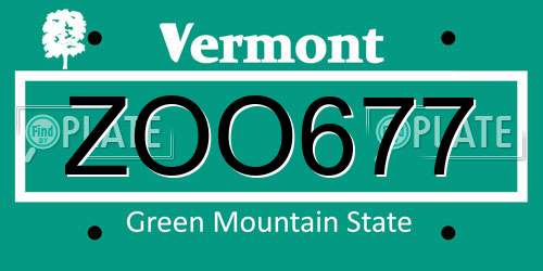ZOO677 Vermont License Plate