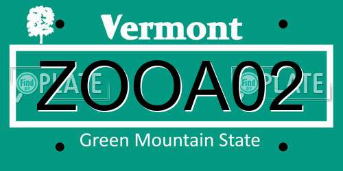 ZOOA02 Vermont License Plate