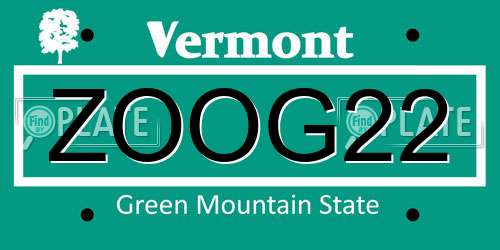 ZOOG22 Vermont License Plate