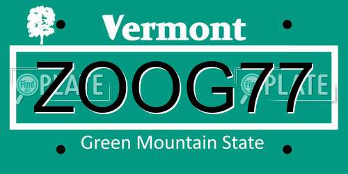 ZOOG77 Vermont License Plate