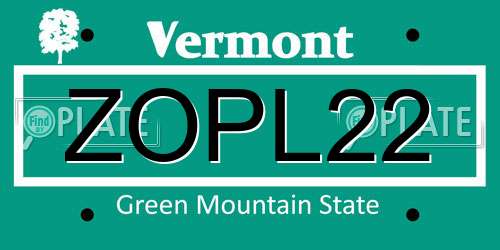 ZOPL22 Vermont License Plate