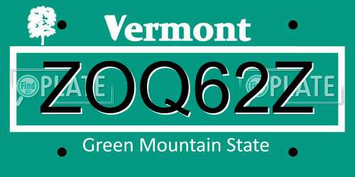 ZOQ62Z Vermont License Plate