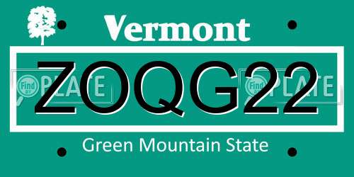 ZOQG22 Vermont License Plate