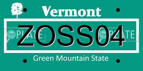 ZOSS04 Vermont License Plate