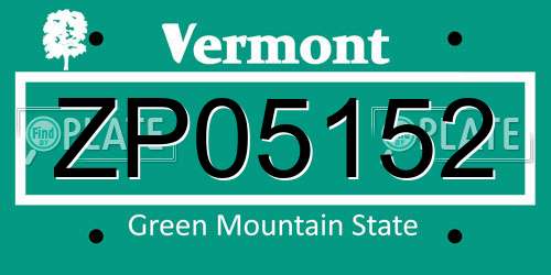 ZP05152 Vermont License Plate
