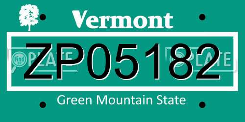 ZP05182 Vermont License Plate