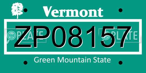 ZP08157 Vermont License Plate