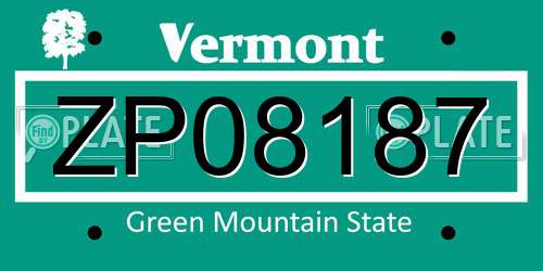 ZP08187 Vermont License Plate