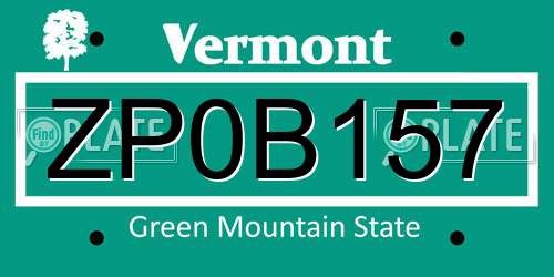 ZP0B157 Vermont License Plate