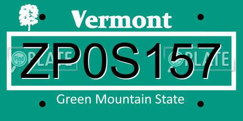 ZP0S157 Vermont License Plate
