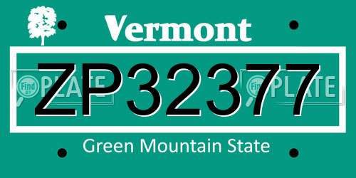 ZP32377 Vermont License Plate