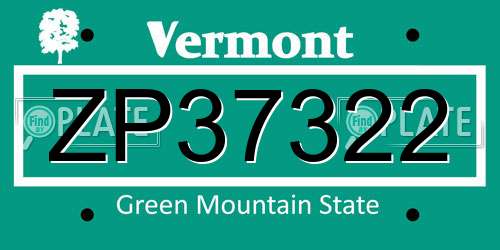 ZP37322 Vermont License Plate