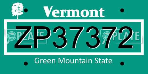 ZP37372 Vermont License Plate