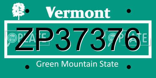 ZP37376 Vermont License Plate