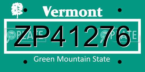ZP41276 Vermont License Plate