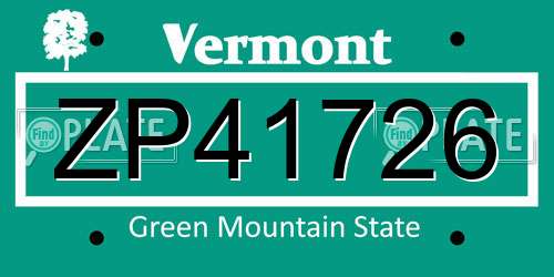 ZP41726 Vermont License Plate