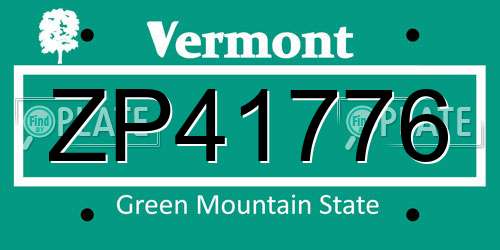ZP41776 Vermont License Plate