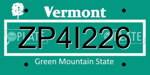 ZP4I226 Vermont License Plate