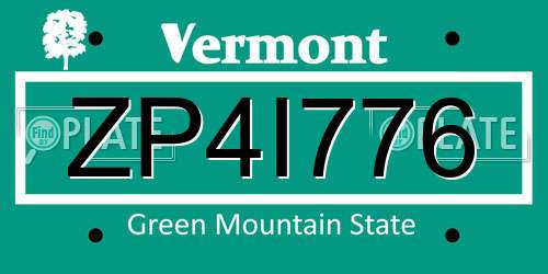 ZP4I776 Vermont License Plate