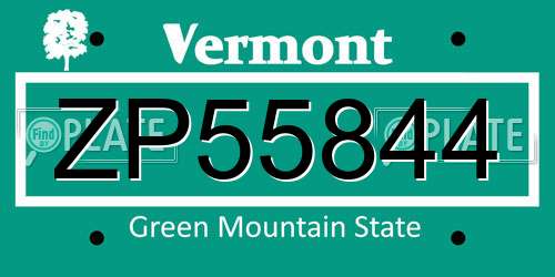 ZP55844 Vermont License Plate